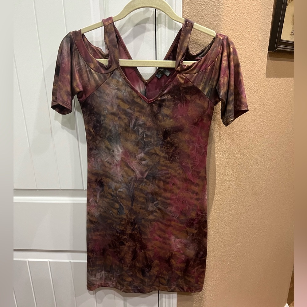 tie-dye cold shoulder dress